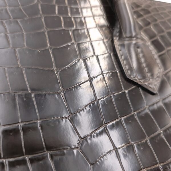 Birkin 30 Graphite in Shiny Niloticus, Gold hardware - Image 10