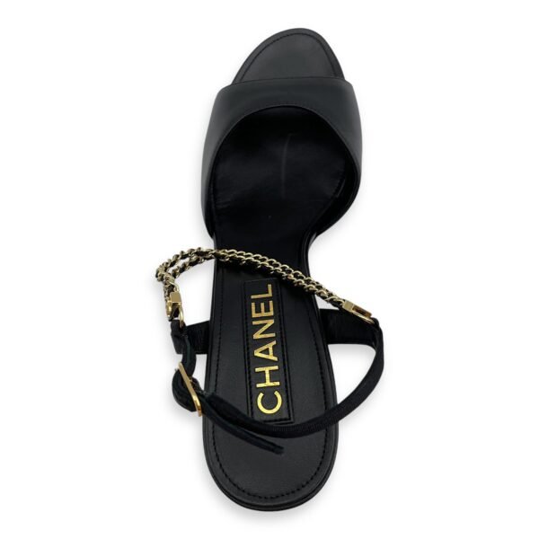 CC Chain Slingback (10cm) 37.5C Black Heels in Lambskin, Gold hardware - Image 5