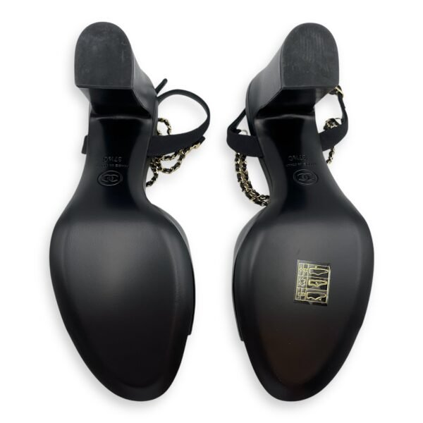 CC Chain Slingback (10cm) 37.5C Black Heels in Lambskin, Gold hardware - Image 4