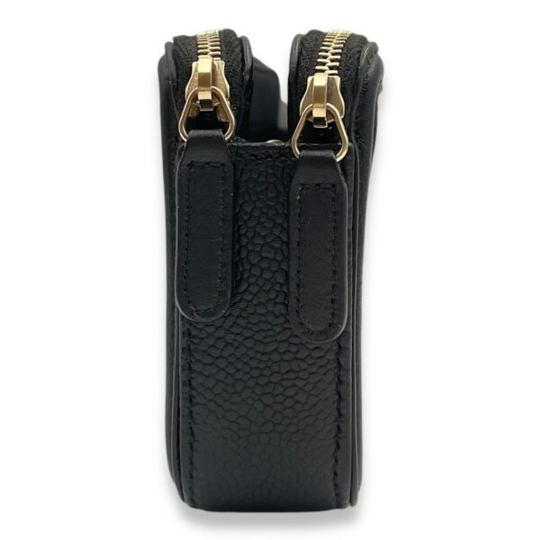Filigree Double Compartment 18.5x9.5x3cm Black Crossbody Bag in Caviar Leather, Gold hardware - Image 3