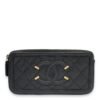Filigree Double Compartment 18.5x9.5x3cm Black Crossbody Bag in Caviar Leather, Gold hardware