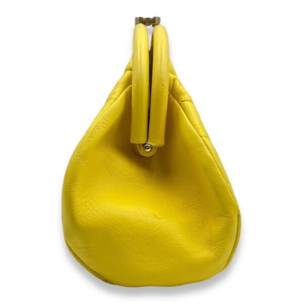 Kisslock Timeless Yellow Clutch in Lambskin, Gold hardware - Image 4