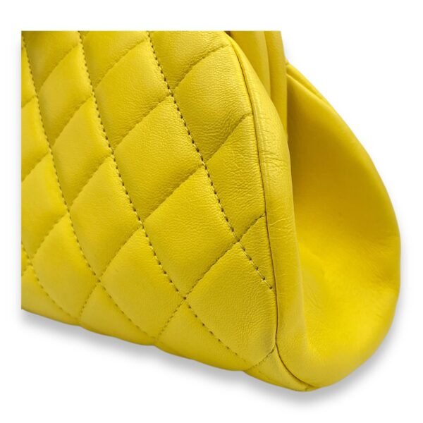 Kisslock Timeless Yellow Clutch in Lambskin, Gold hardware - Image 13