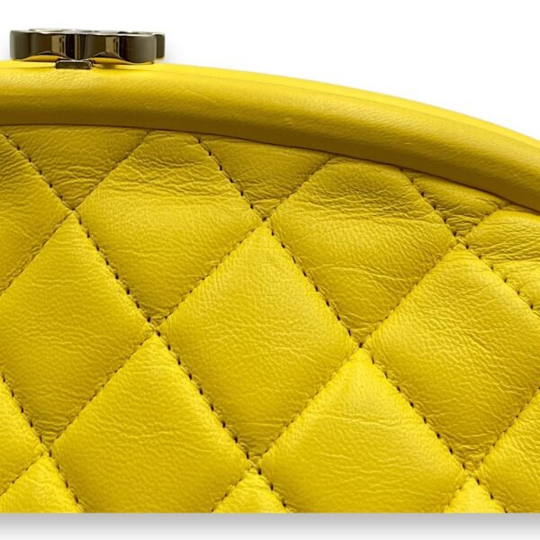 Kisslock Timeless Yellow Clutch in Lambskin, Gold hardware - Image 8