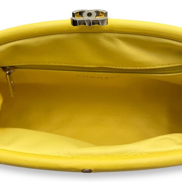 Kisslock Timeless Yellow Clutch in Lambskin, Gold hardware - Image 6