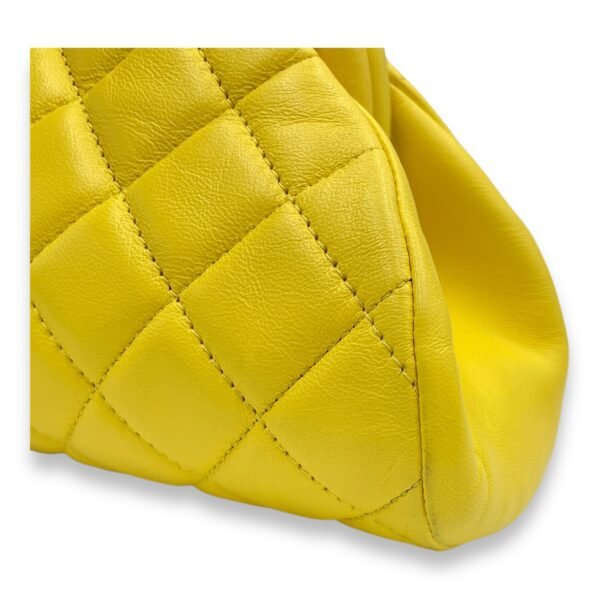 Kisslock Timeless Yellow Clutch in Lambskin, Gold hardware - Image 11