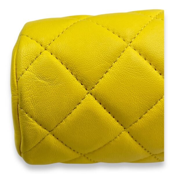Kisslock Timeless Yellow Clutch in Lambskin, Gold hardware - Image 9