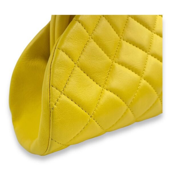 Kisslock Timeless Yellow Clutch in Lambskin, Gold hardware - Image 10