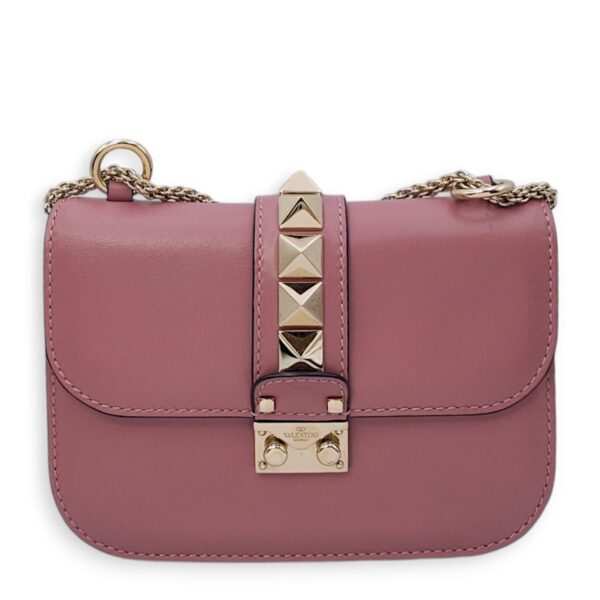 Mini Glam Lock Flap 20x13x6.5cm Pink Crossbody Bag in Calfskin, Gold hardware