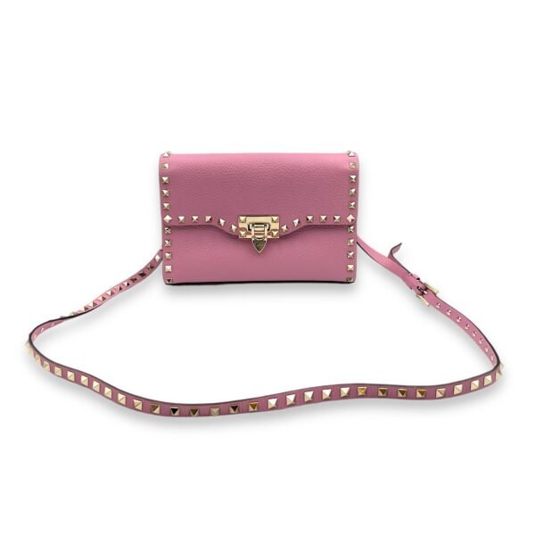 Flip Lock 23x16x4.5cm Pink Crossbody Bag in Calfskin, Gold hardware - Image 2