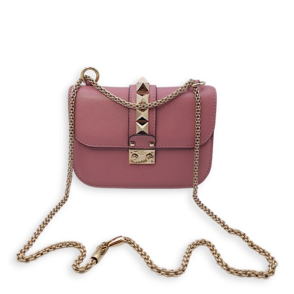 Mini Glam Lock Flap 20x13x6.5cm Pink Crossbody Bag in Calfskin, Gold hardware - Image 7