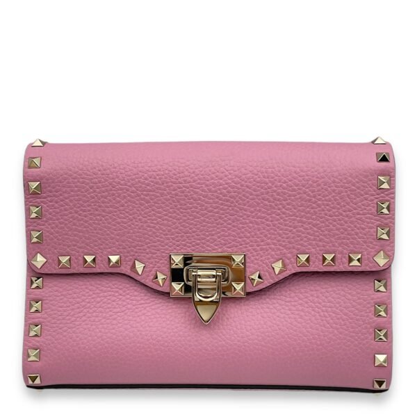 Flip Lock 23x16x4.5cm Pink Crossbody Bag in Calfskin, Gold hardware
