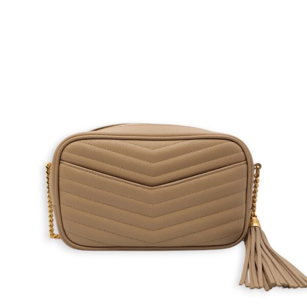 Mini Lou Camera Bag 18x11x5cm Beige Crossbody Bag in Calfskin, Gold hardware - Image 3