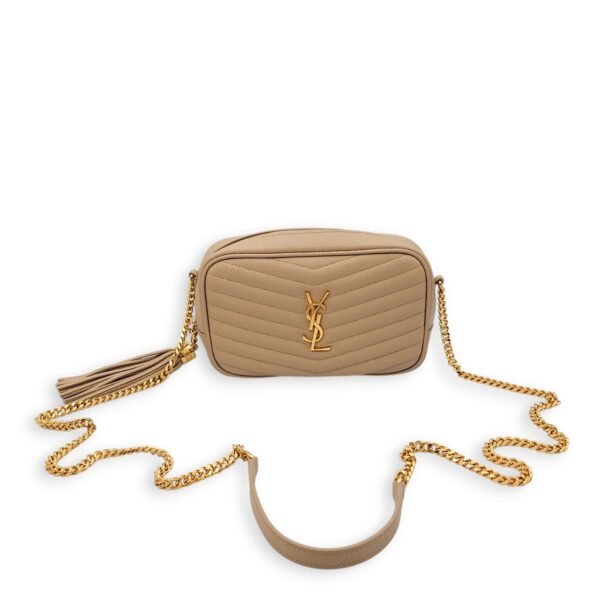 Mini Lou Camera Bag 18x11x5cm Beige Crossbody Bag in Calfskin, Gold hardware - Image 13