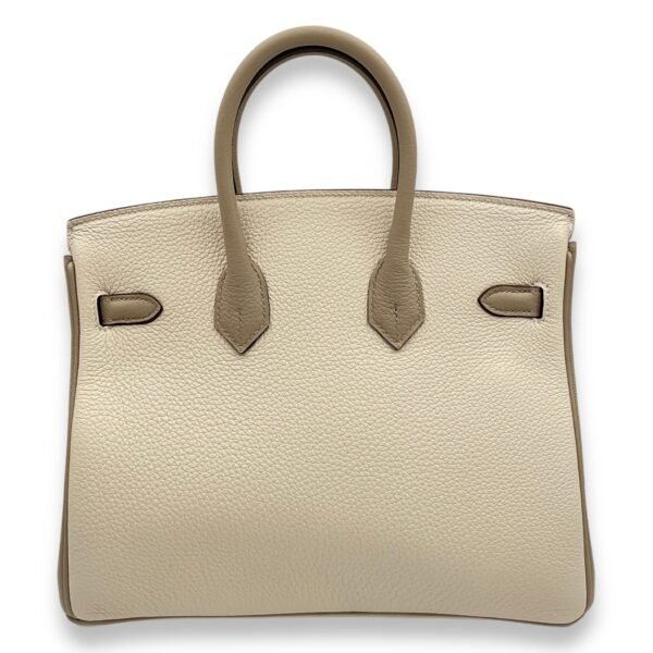 HSS Birkin 25 Craie/Tourterelle in Togo, Brushed Gold hardware - Image 2