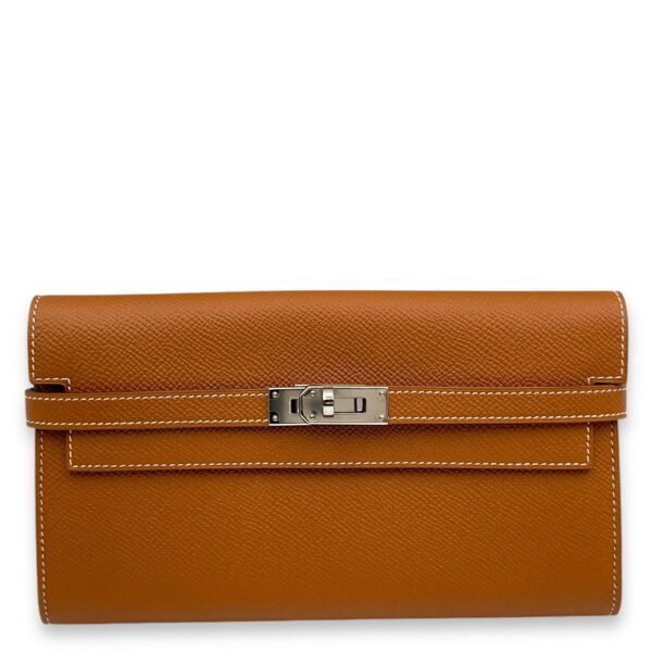 Kelly Brown Wallet in Epsom, Palladium hardware