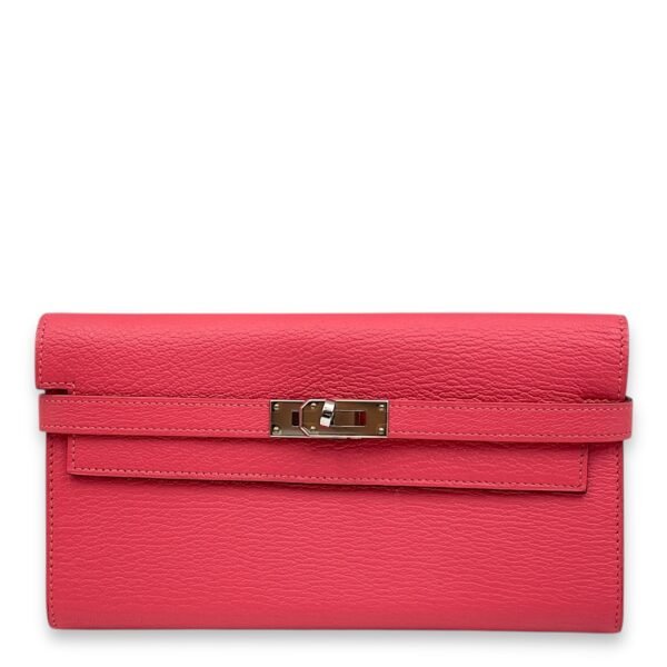 Kelly Rose Lipstick Wallet in Chevre Mysore, Palladium hardware