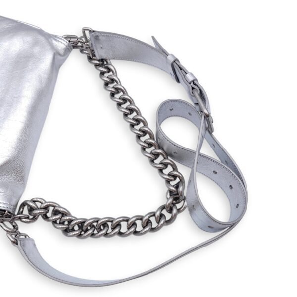 BB Soft Small Flap 23x14x3cm Silver Crossbody Bag in Calfskin, Silver hardware - Image 5