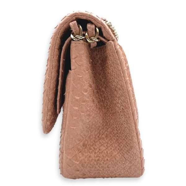 Classic Double Flap Jumbo Pink Ombre Shoulder Bag in Python Leather, Gold hardware - Image 4