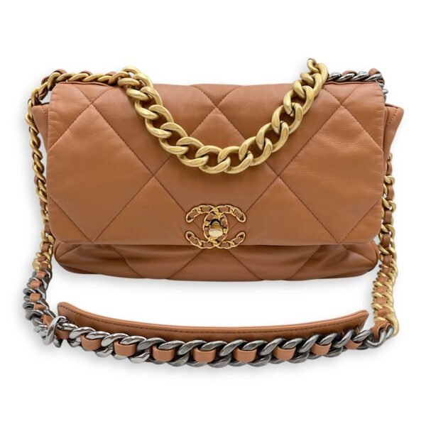 C19 Large Brown Shoulder Bag in Lambskin, Mixed hardware - Image 11