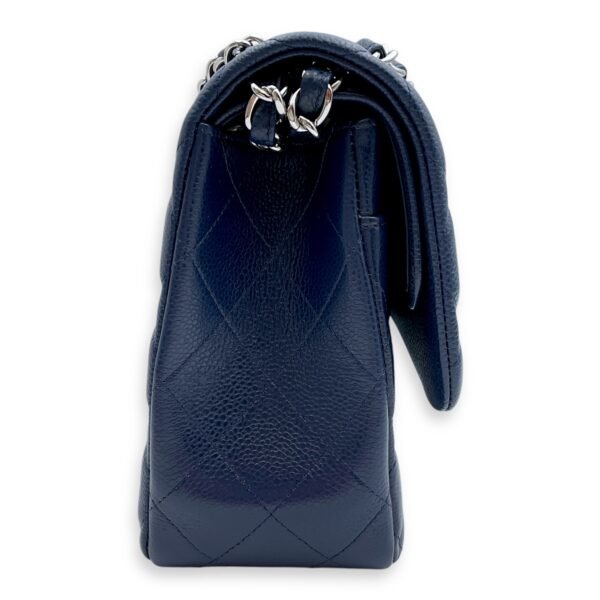 Classic (DF) Jumbo Blue Shoulder Bag in Caviar Leather, Silver hardware - Image 3