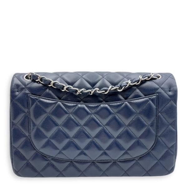 Classic (DF) Jumbo Blue Shoulder Bag in Caviar Leather, Silver hardware - Image 2