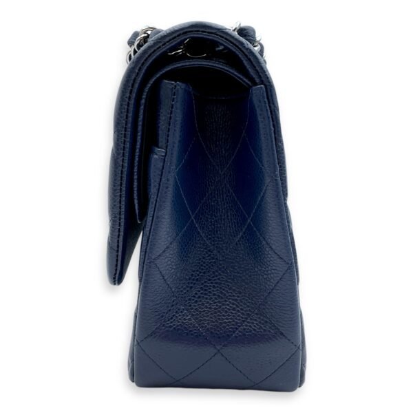 Classic (DF) Jumbo Blue Shoulder Bag in Caviar Leather, Silver hardware - Image 4