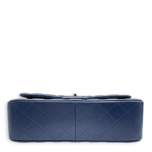 Classic (DF) Jumbo Blue Shoulder Bag in Caviar Leather, Silver hardware - Image 5