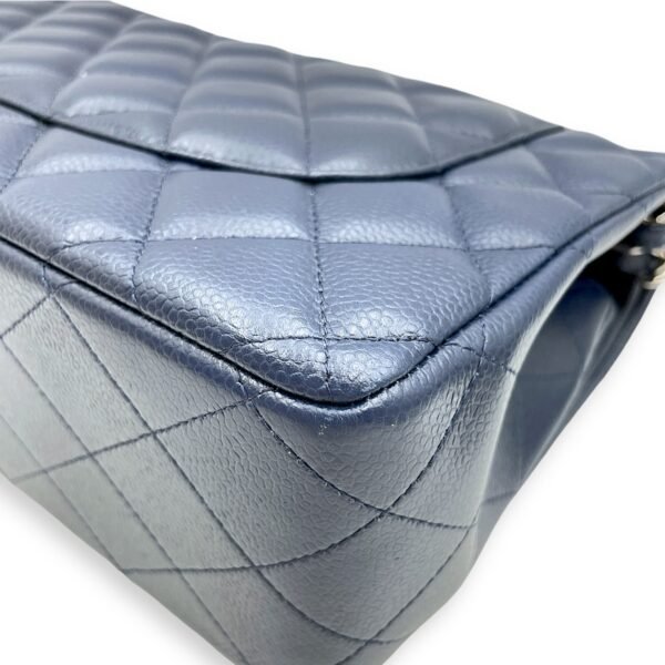 Classic (DF) Jumbo Blue Shoulder Bag in Caviar Leather, Silver hardware - Image 10