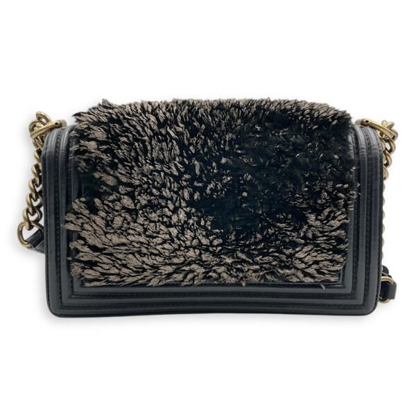 Fur Boy Old Medium Black Shoulder Bag in Fur, Gold hardware - Image 2