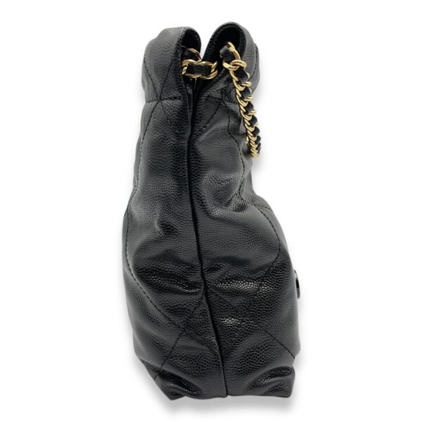 22 Mini Black Tote Bag in Caviar Leather, 2-Tone - Gold Hardware/Black powder coated hardware - Image 3