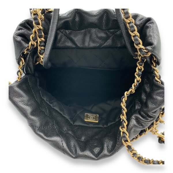 22 Mini Black Tote Bag in Caviar Leather, 2-Tone - Gold Hardware/Black powder coated hardware - Image 6