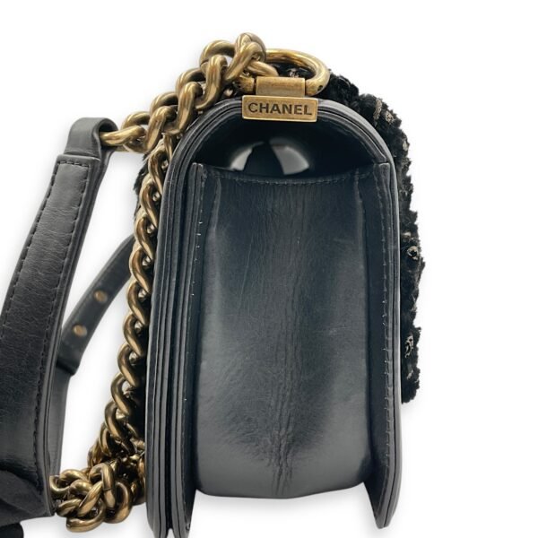 Fur Boy Old Medium Black Shoulder Bag in Fur, Gold hardware - Image 4