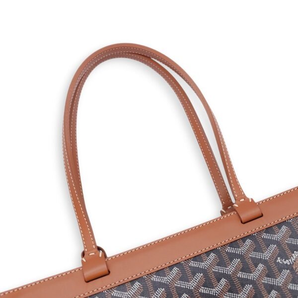 Bellechasse PM Brown Shoulder Bag in Coated Canvas, Silver hardware - Image 4