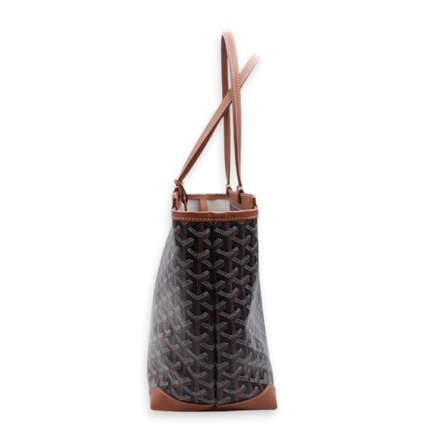 Bellechasse PM Brown Shoulder Bag in Coated Canvas, Silver hardware - Image 5