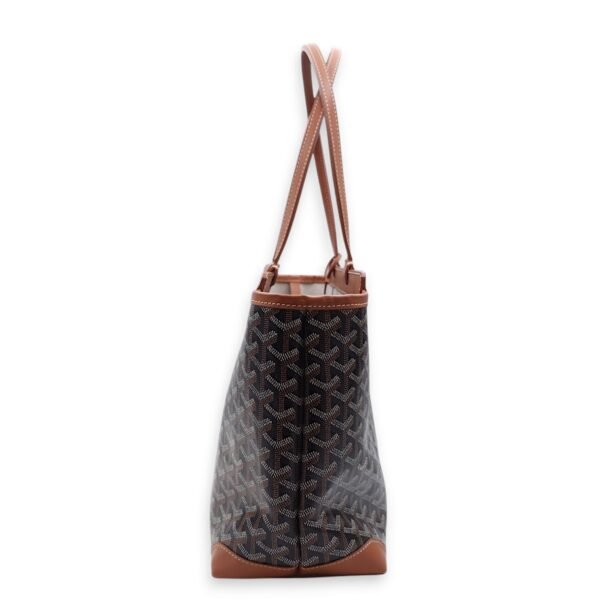 Bellechasse PM Brown Shoulder Bag in Coated Canvas, Silver hardware - Image 6
