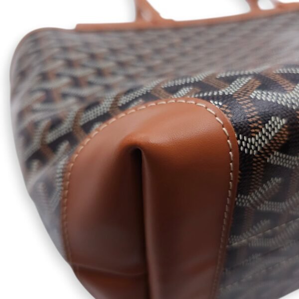 Bellechasse PM Brown Shoulder Bag in Coated Canvas, Silver hardware - Image 3