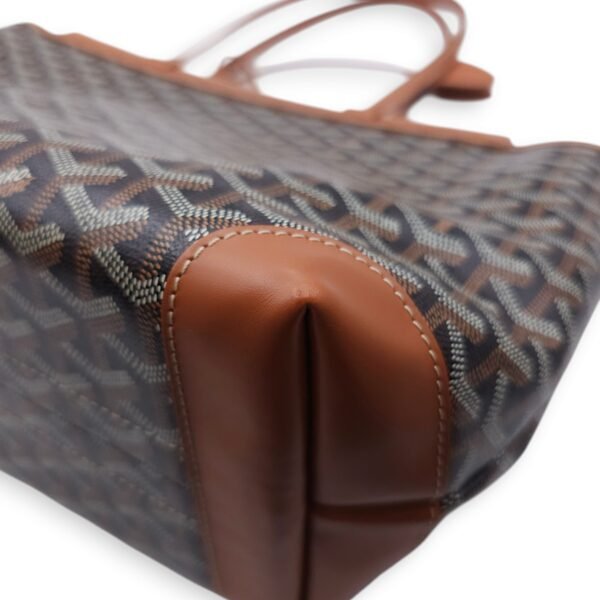 Bellechasse PM Brown Shoulder Bag in Coated Canvas, Silver hardware - Image 11