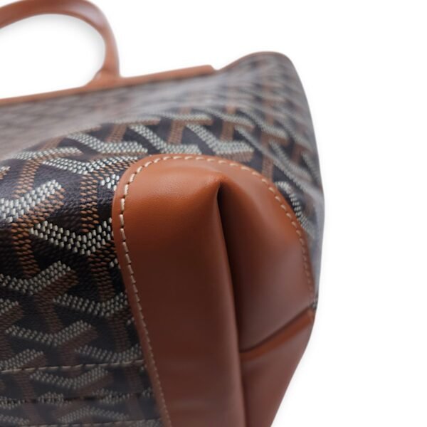 Bellechasse PM Brown Shoulder Bag in Coated Canvas, Silver hardware - Image 9