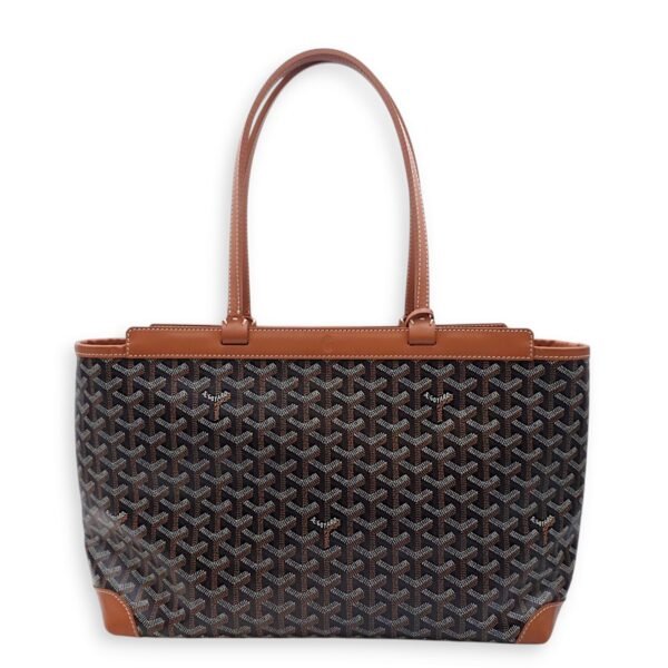Bellechasse PM Brown Shoulder Bag in Coated Canvas, Silver hardware - Image 2