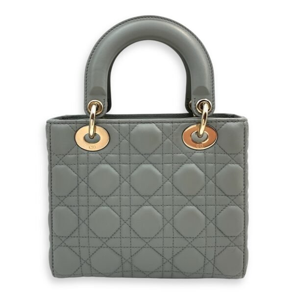 Lady Dior My ABCDior Small Grey Shoulder Bag in Cannage print lambskin, Gold hardware - Image 2