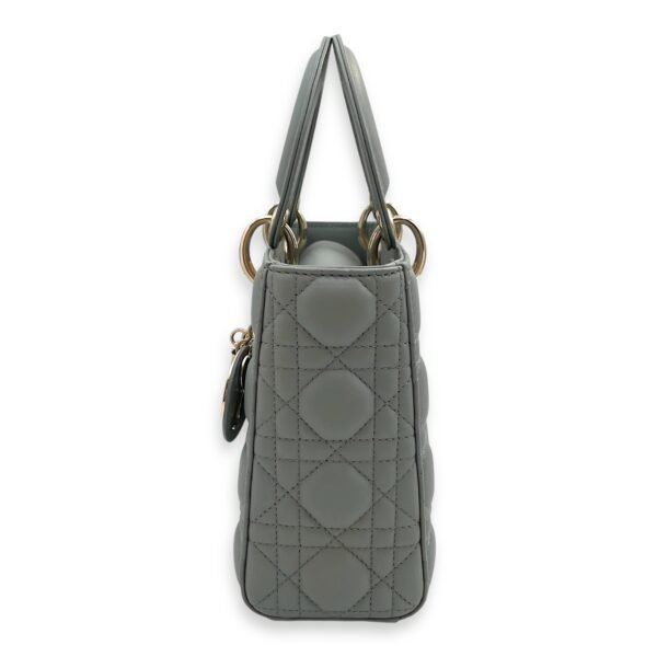 Lady Dior My ABCDior Small Grey Shoulder Bag in Cannage print lambskin, Gold hardware - Image 4