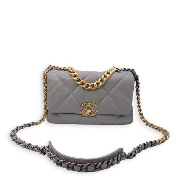 C19 Small Grey Crossbody Bag in Lambskin, 3-Tone hardware - Image 8