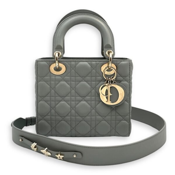 Lady Dior My ABCDior Small Grey Shoulder Bag in Cannage print lambskin, Gold hardware - Image 11