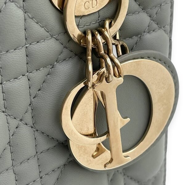 Lady Dior My ABCDior Small Grey Shoulder Bag in Cannage print lambskin, Gold hardware - Image 10