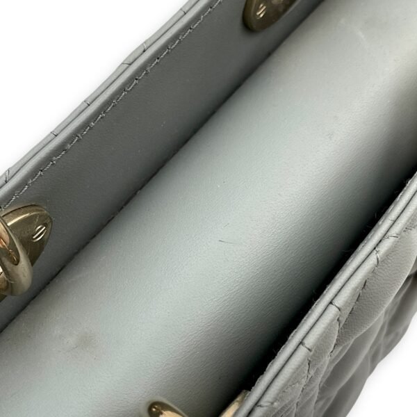 Lady Dior My ABCDior Small Grey Shoulder Bag in Cannage print lambskin, Gold hardware - Image 8