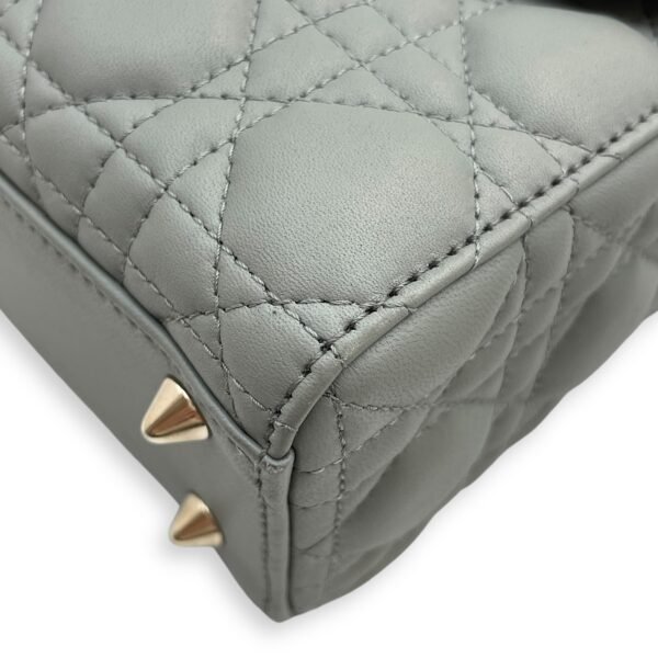 Lady Dior My ABCDior Small Grey Shoulder Bag in Cannage print lambskin, Gold hardware - Image 7
