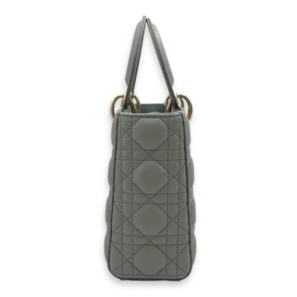 Lady Dior My ABCDior Small Grey Shoulder Bag in Cannage print lambskin, Gold hardware - Image 3