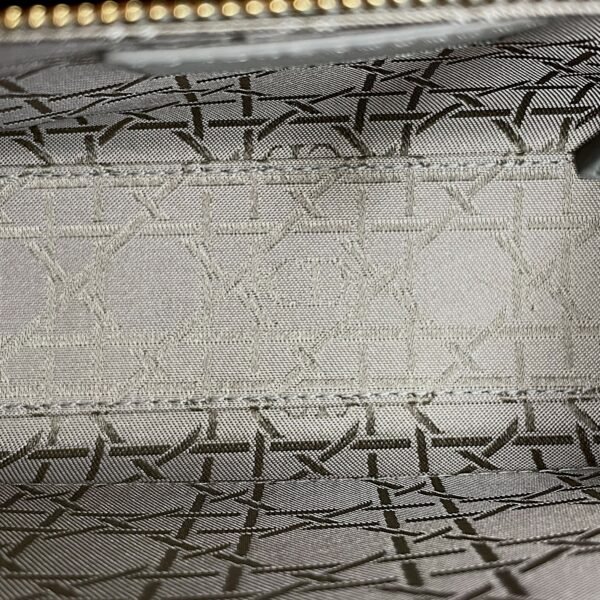 Lady Dior My ABCDior Small Grey Shoulder Bag in Cannage print lambskin, Gold hardware - Image 6