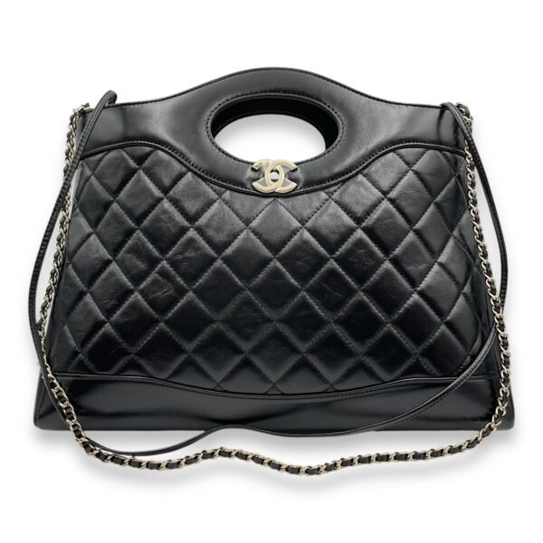 31 Shopping Tote 36x25x7cm Black Shoulder Bag in Shiny lambskin, Gold hardware - Image 9